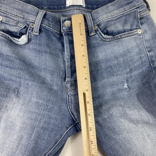 7‎ For All Mankind Josefina Jeans Womens 28 Blue Boyfriend Distressed Raw Hem - Image 4