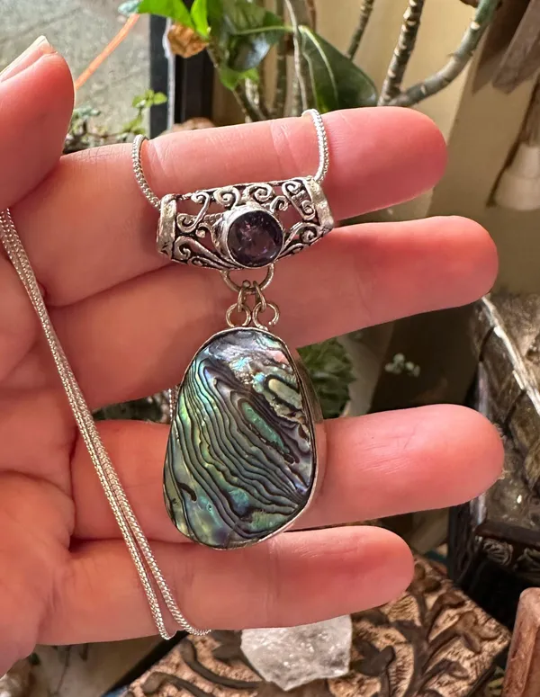 Abalone & Amethyst Gemstone Necklace Multiple - Image 4