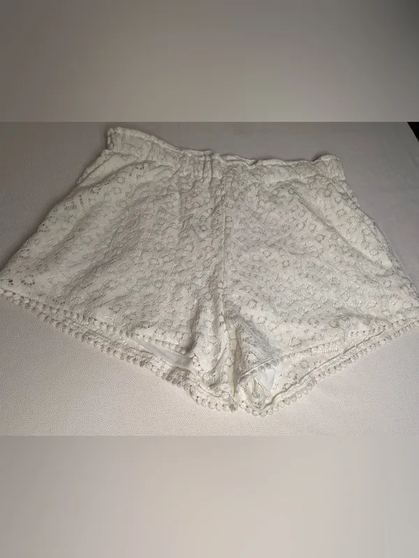 H&M White Lace Shorts Womens US 10 NWT Elastic Waist Lined Boho Cotton - Image 8