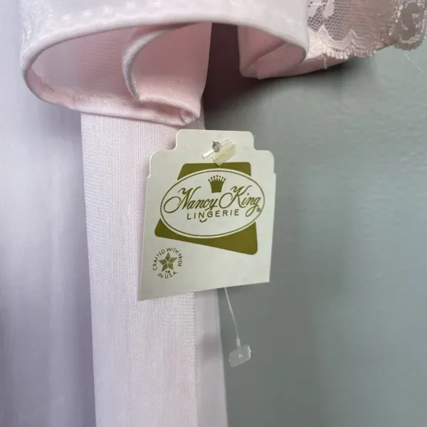 Vintage Nancy King Lingerie Nightgown Size M Pink Nylon‎ satin Lace Sleepwear - Image 4