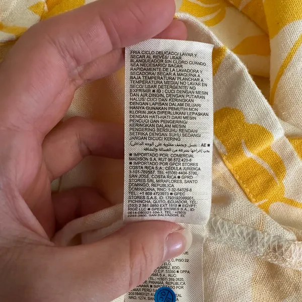 Old Navy Yellow Floral Linen Blend Mini Dress‎ L Adjustable Straps Sundress - Image 8