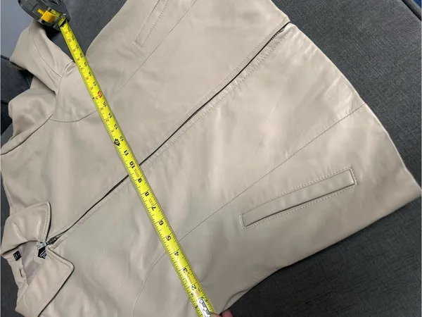 TIBOR Leathers Women’s Leather Jacket Beige Size Large Full Zip Pockets - Image 8