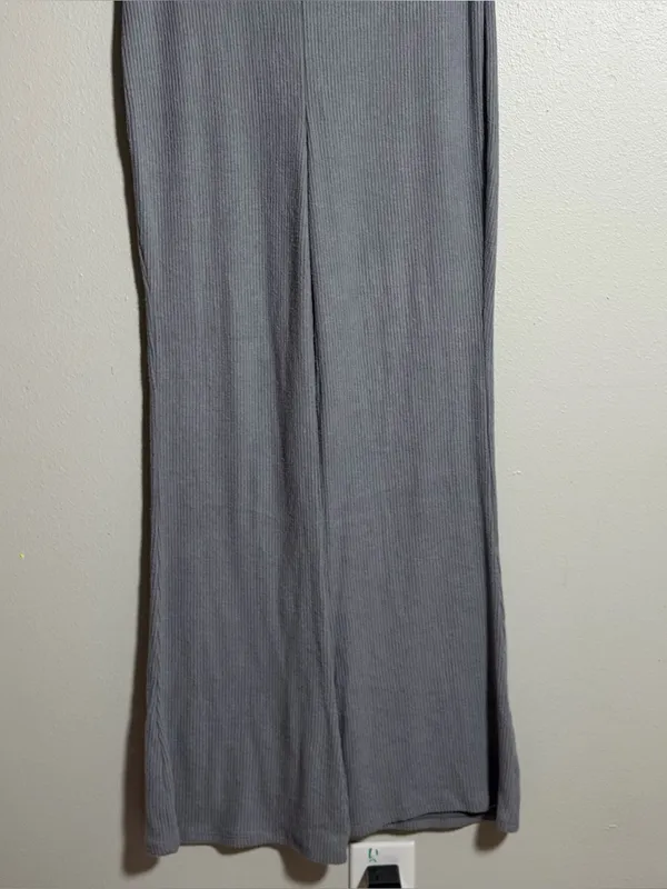 Express Columnist Women Ribbed Knit Wide-Leg Gray‎ Pants Pull On Elastic Waist M - Image 3