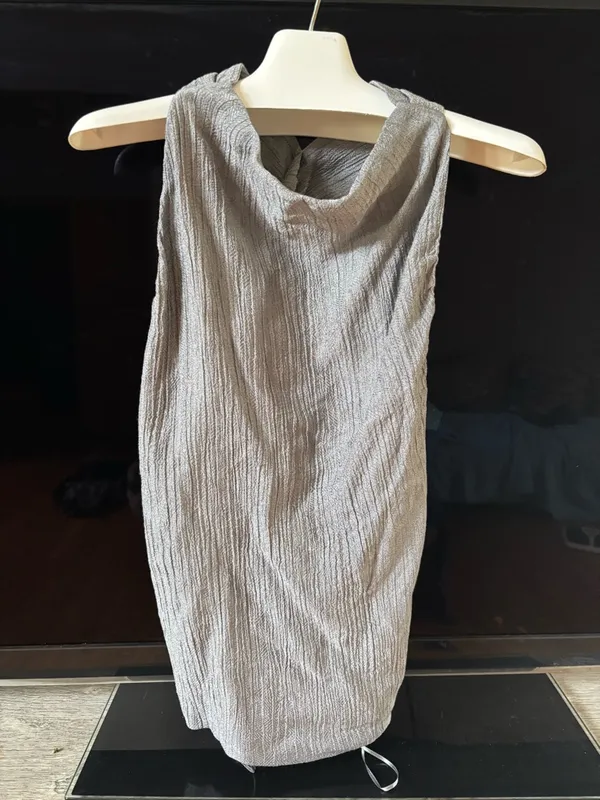 Zara Metallic Silver Textured Draped Top - Image 4