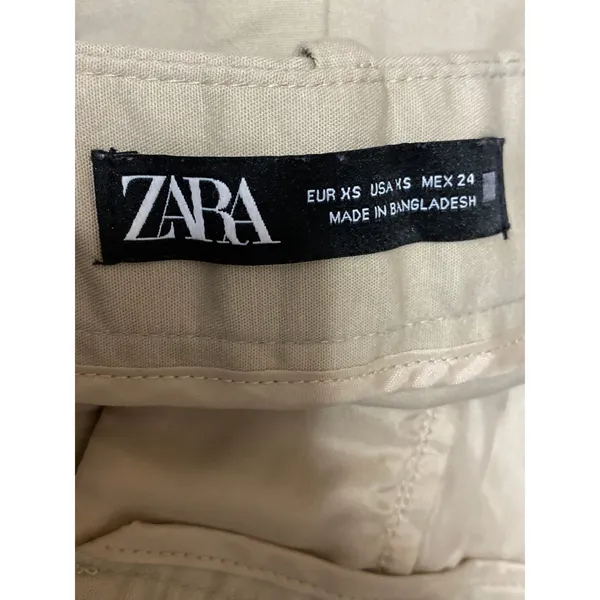 Zara Womens Beige Khaki High Waisted Utility Straight Mini Casual Shorts Size XS - Image 5