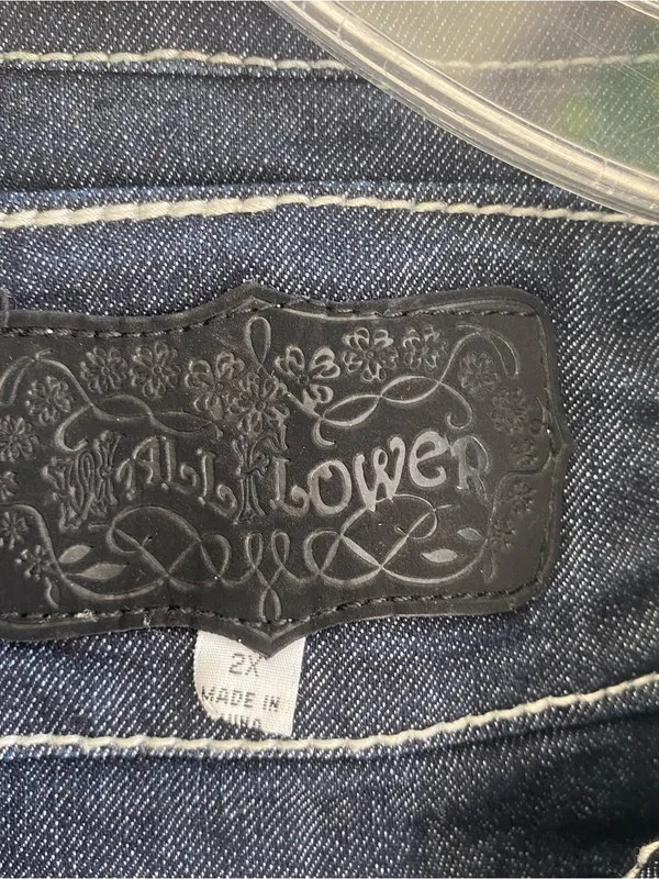 Wall Flower sleeveless denim vest faux leather rocker western fall winter 2X - Image 4