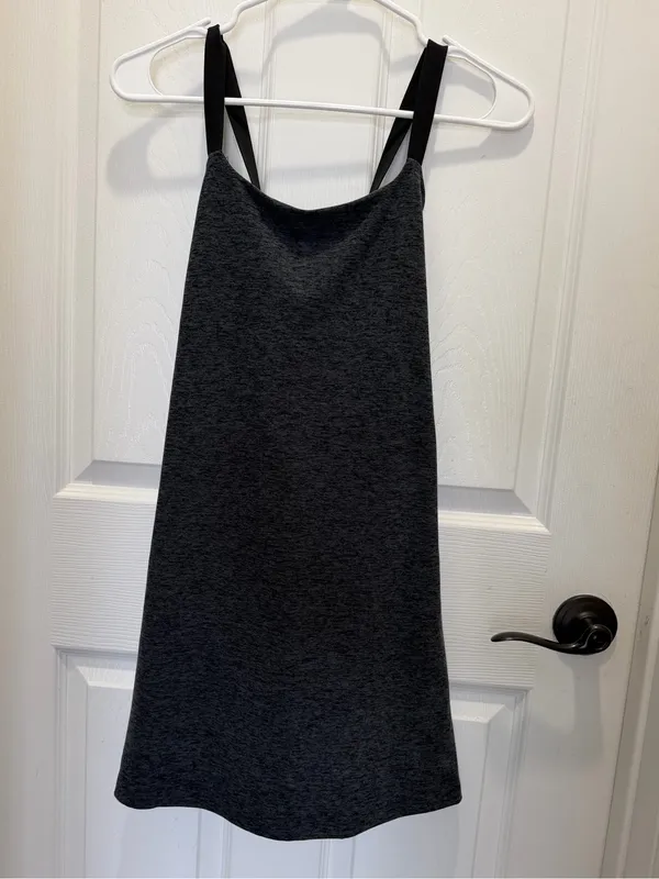 Beyond Yoga Spacedye Move It Dress Charcoal Gray Tank Dress with Black Straps S - Image 4