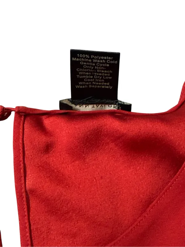Ann Taylor Factory Red Balloon Sleeve Blouse Top XL Crew Neck Keyhole Pleated - Image 3