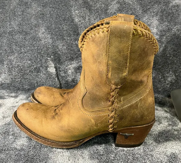 Lane Plain Jane PJ Womens Cowboy Bootie 6 Brown Leather Cowgirl Boots - Image 3