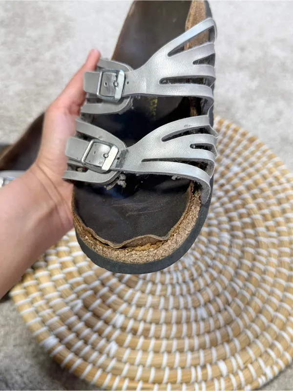 Birkenstock Women’s Granada Nubuck Leather Sandals in Metallic Silver 37/US 6.5 - Image 13