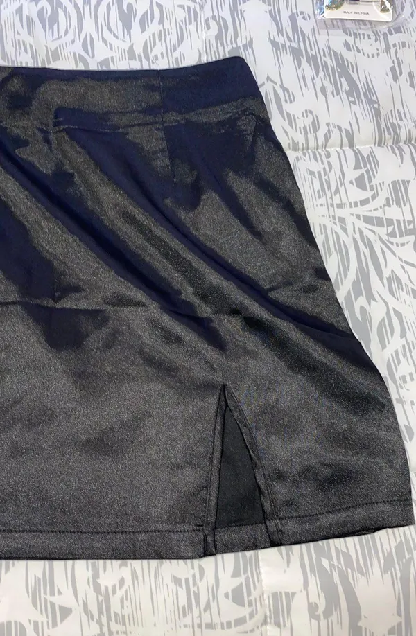 Silk Black Mini Skirt - Image 2