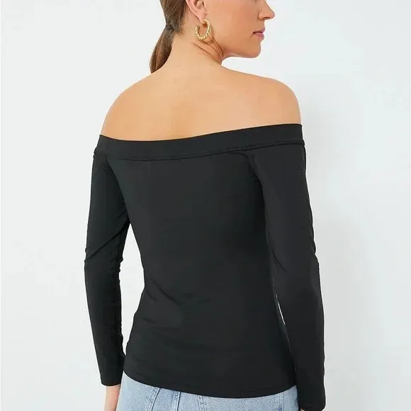 Tuckernuck Black Long Sleeve Laila‎ Top Size XL Off the Shoulder Stretch NWOT - Image 2