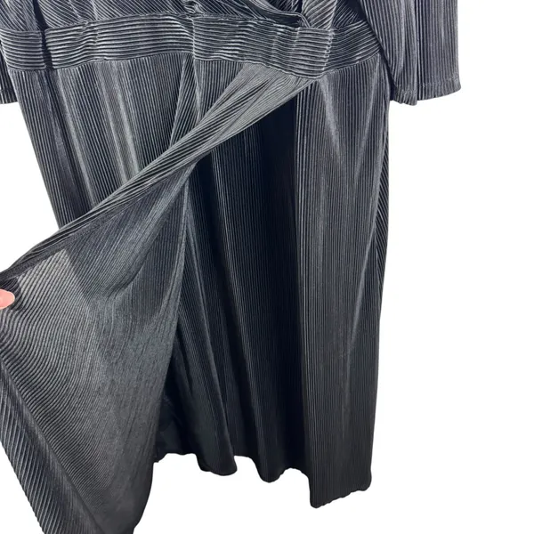 Catherines Black Pleated Midi Dress Size 3X Formal Career Party Minimalist‎ Wrap - Image 3
