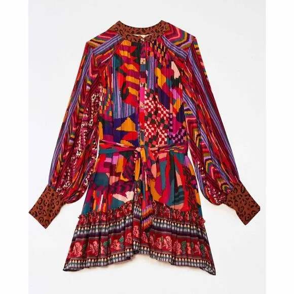 Farm Rio Anthropologie Long Sleeve Mini‎ Dress - Image 10