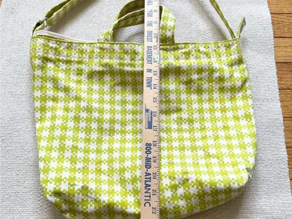 BAGGU Horizontal Zip Duck Bag Chartreuse Pixel Gingham - Image 8