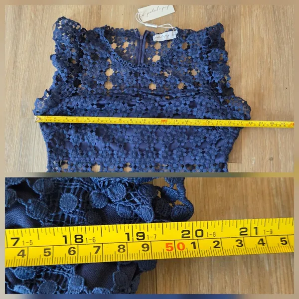 Petal and Pup Womens Lauren Dress - Navy Lace Cutout Midi Sz 14 - Image 11