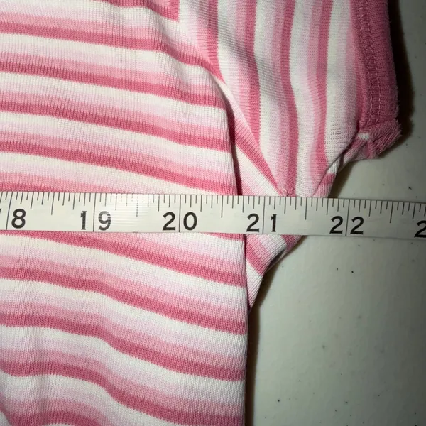 L.L. Bean Womens Size XL Pink White Stripe Short Sleeve Crew Neck Pullover Shirt - Image 6