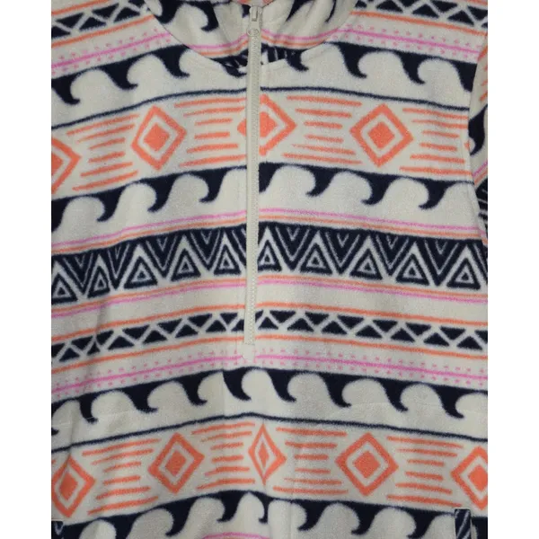 O'Neill Fleece Pullover Women Large Cream Orange Tribal Print Half Zip Excellent - Image 5