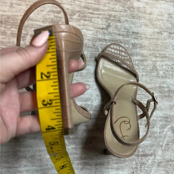 Sam Edelman Women’s 9 Tan Nude Croc Print Ankle Strap Round Toe High Heels - Image 8