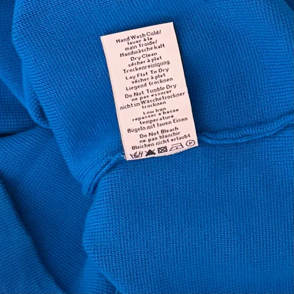 NEVE Quarter Zip Ski Sweater Blue White Striped Black Cuffs 100% Cotton X-Large - Image 12