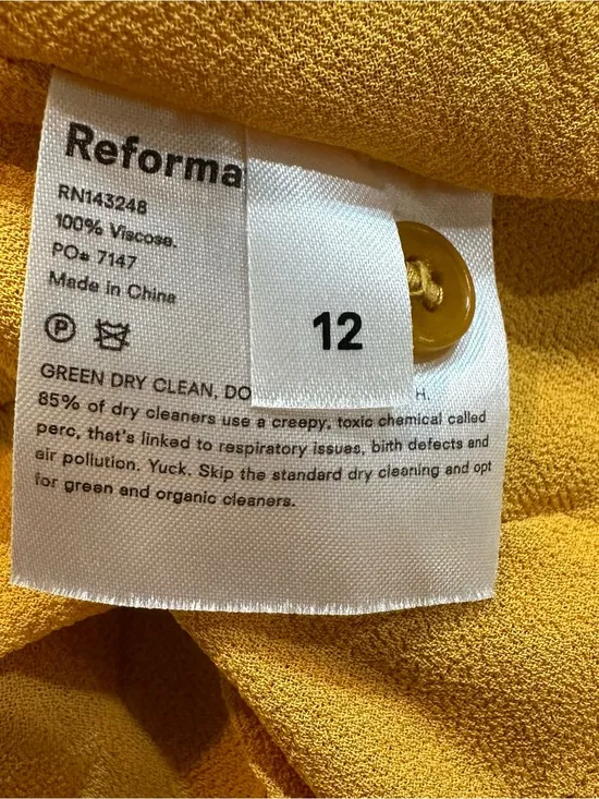 Reformation Gracie Short Sleeve Floral Print Crepe Mini Dress In Peru Yellow 12‎ - Image 13