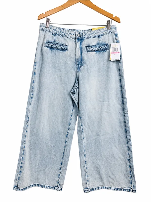 NWT Michael Kors Selma High Rise Crop Wide Leg Jeans Light Wash Size 10 - Image 2