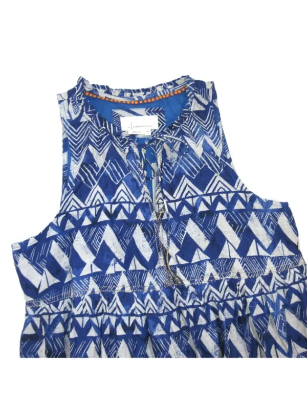NWT Anthropologie Tiered Abstract Maxi in Blue Patterned Cotton Dress S - Image 8