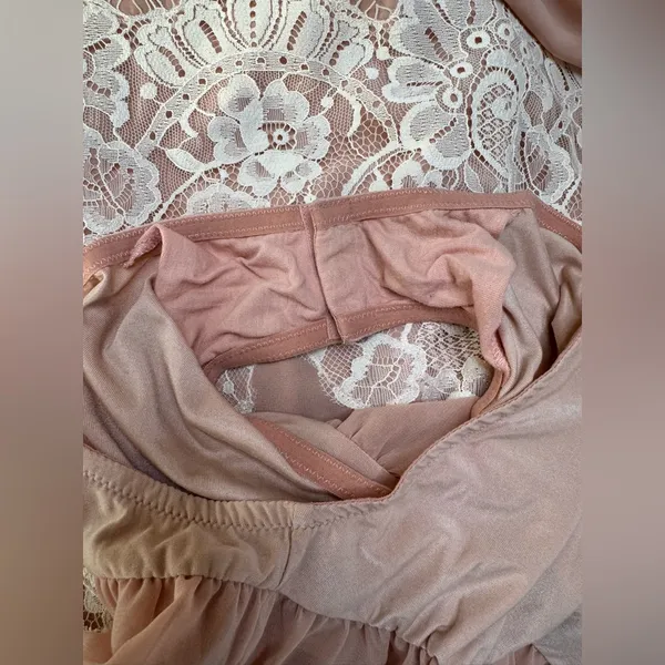 We Are HAH x Revolve Queen 4 A Day Lace Chiffon Bodysuit in Copper Rose size XS - Image 8