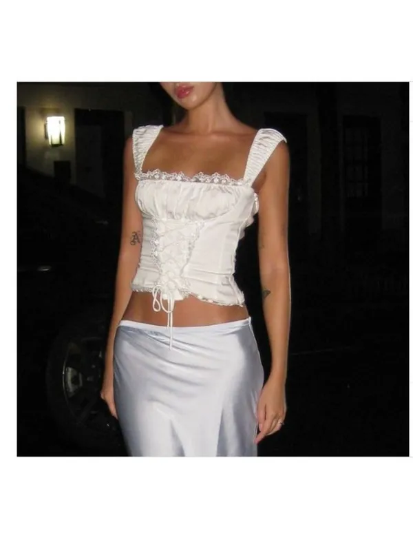 LIONESS Palmer Corset in Porcelain White Small New Womens Sleeveless Tank Top - Image 15