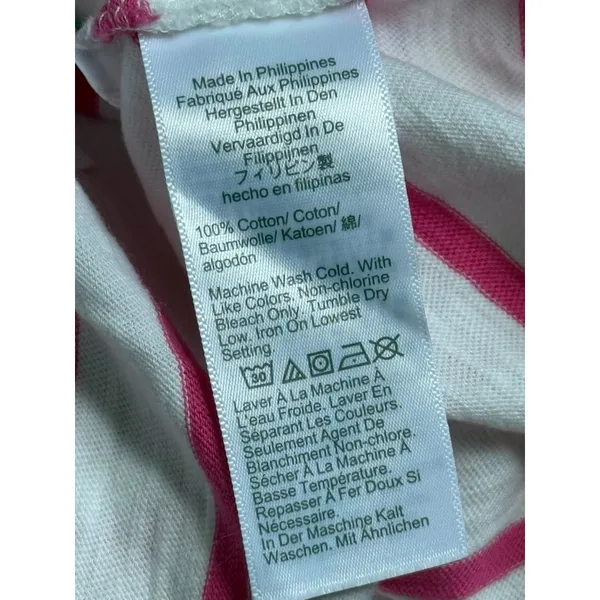 EUC J.Crew T-Shirt Scoop Neck Long Sleeve Girlfriend Tee striped pink white sz L - Image 7