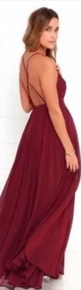 Burgundy / Maroon Maxi Formal Dress - Image 3