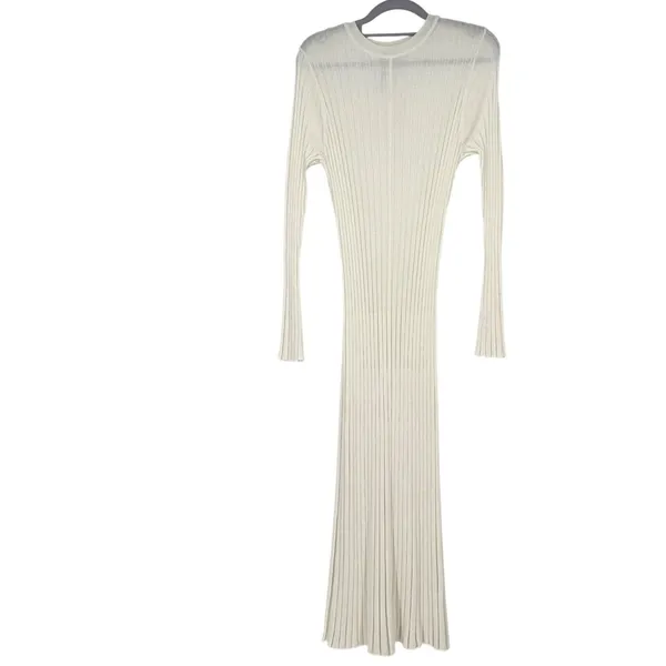 DISSH Ada Ivory Ribbed Knit Midi Dress XS Long Sleeve Tie Waist NWT‎ - Image 2