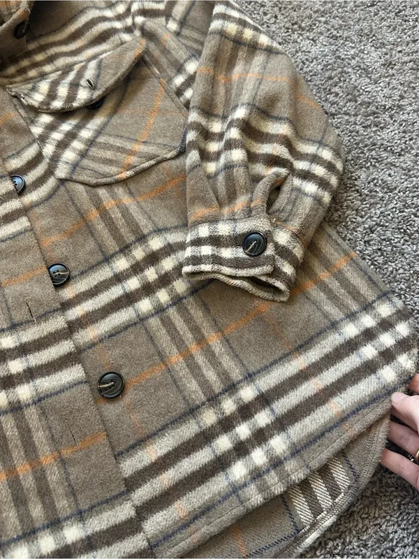 Timing Brown Plaid Utility Shacket with Cream & Orange Accents - Image 4