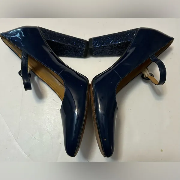 CECELIA NEW YORK Navy Patent Mary Jane Pointed Pumps - Image 4