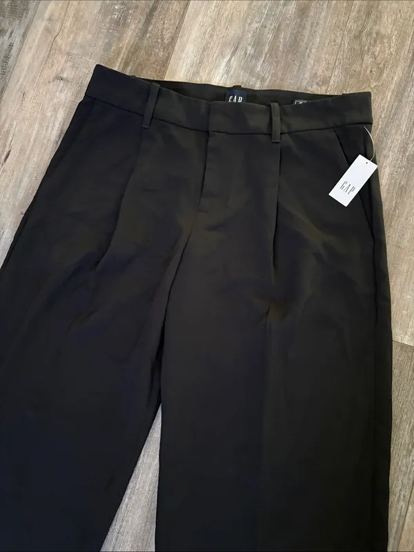 GAP Black Wide-Leg Low-Rise Easy Trousers Pleated Pants Size 2 NEW - Image 3