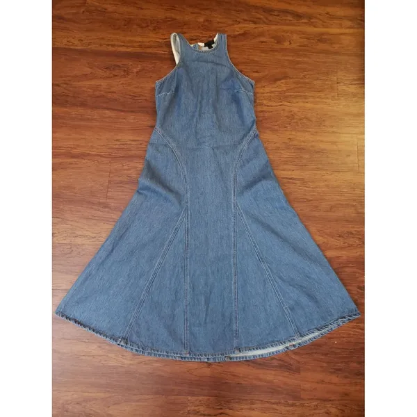 Future Collective Women Racerback Denim Midi A-Line Dress Size 6 Boho Streetwear - Image 2