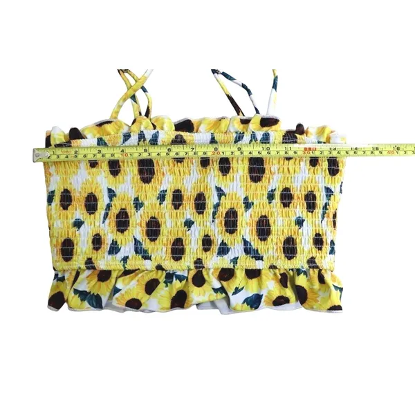 Juniors Sunflower Yellow Smocked Tube Top ‎ SMALL Vacation Summer Beach Casual - Image 5