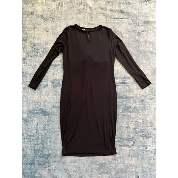 Asos Black Long Sleeve Front Twist Keyhole Opening Dress US Size 14 - Image 4