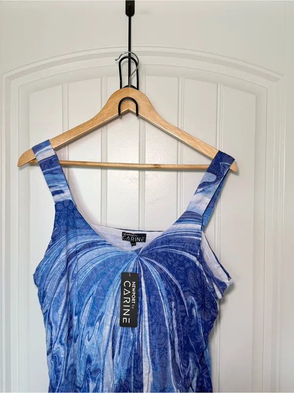 Newport By Carine XL Blue Marble Abstract Swirl Layered Tiered Dress Whimsigoth - Image 4