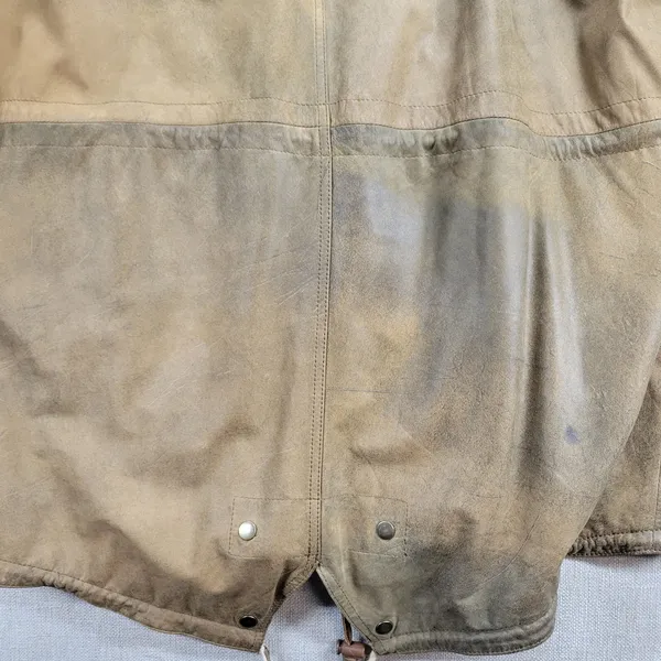 Vintage Imagination Women's Jacket M Brown Leather Hooded Oversized Fishtail - Image 7