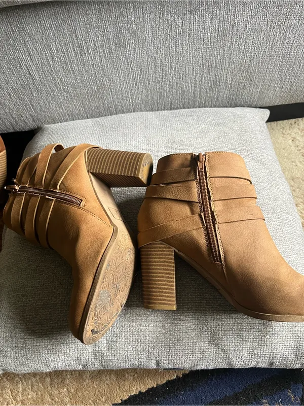 me too Tan Suede-Strap Ankle Booties - Image 3