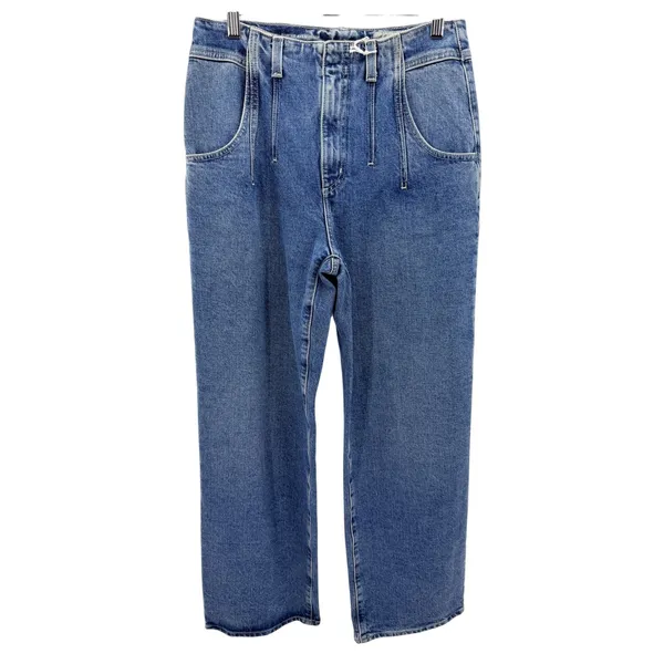 AG Jeans Darted Aven High Rise Relaxed Straight Jeans 28 Medium Blue Wash Denim - Image 3