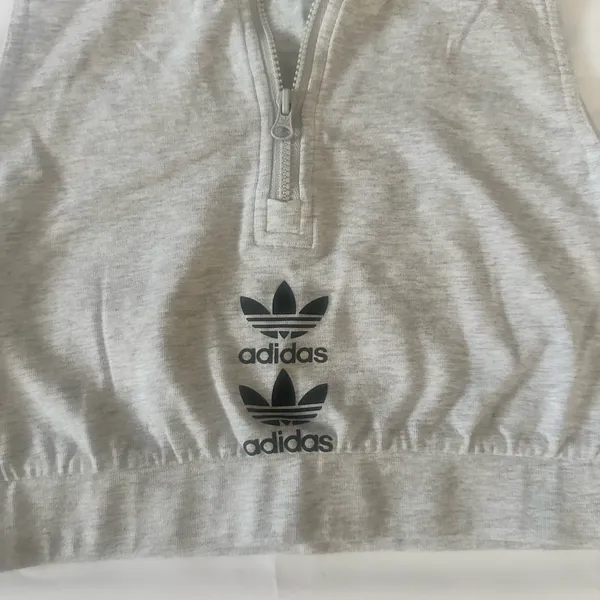Adidas Originals Tank Top Logo Play Cropped Light Gray Heather Size Small - Image 5