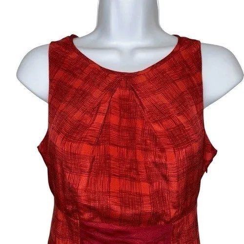 ANTHROPOLOGIE GIRLS FROM SAVOY Gogi Red Plaid Sleeveless Bow‎ Back Dress EUC 0 - Image 3