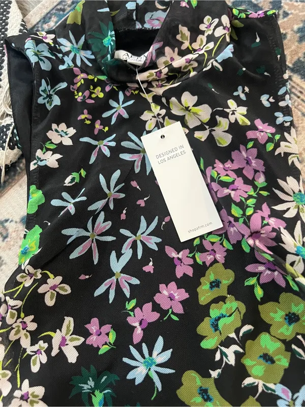 AFRM LOS ANGELES Sonia Ruched floral Mesh Maxi Dress - Image 9