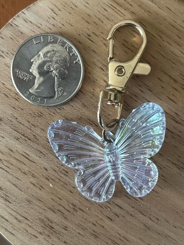 Iridescent Butterfly Keychain Charm - Gold Clip - Image 4