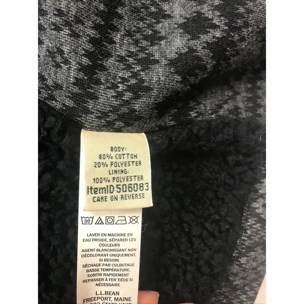 LL Bean Women's Fair Isle Sherpa Lined Cardigan Sweater‎ Jacket Size M - Image 2