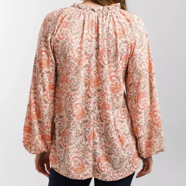Daytrip Boho Peasant Blouse Top Blush Floral Paisley Print Women’s Medium M - Image 2