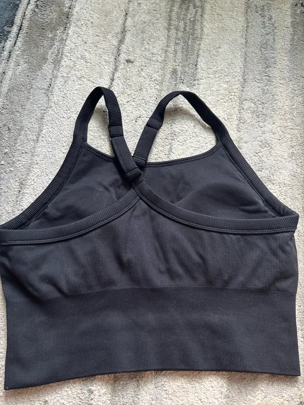 Alo Seamless Ribbed Bra Tank Yoga Favorite Black - Image 5
