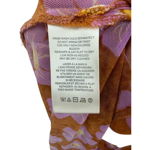 Free People Lucky Shirt Mesh Floral Ruched Button Front‎ Coffee Combo Medium - Image 11